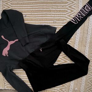 Women’s Puma set NWOT Black leggings Sz Med Charcoal hoodie Sz Large